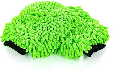 The Rag Company - Premium Chenille Microfiber Knobby Wash Mitts - Perfect for Car Washing and Detailing; Scratch-Free, Lint-Free, Double-Sided, Plush, and Absorbent; Lime Green (2-Pack)
