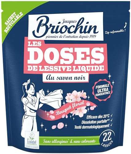 JACQUES BRIOCHIN 22 Doses de Lessive liquide au Savon noir parfum Bouquet floral 22 doses