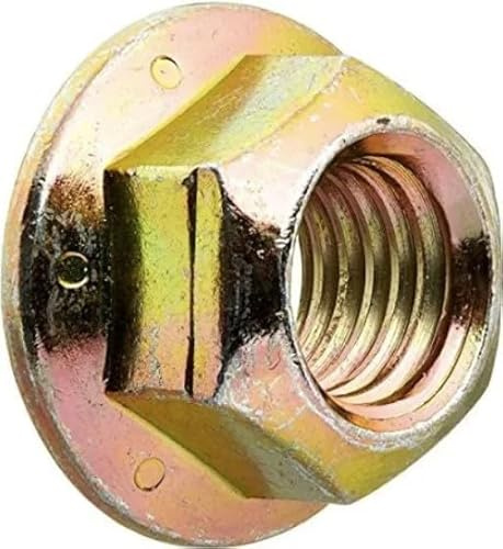 7/16-14 (25 Pack) Grade 8 Prevailing Torque Hex Flange Lock Nut, Coarse Thread, Yellow Zinc by Makers Bolt