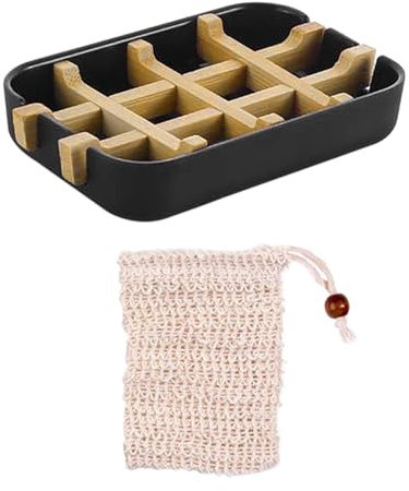 1 Porta Sapone Bambù, 2 Reti di Schiuma di Cotone, Portasapone Portasapone Con Acqua, Accessori Sapone, Adatto Per La Cucina Bagno