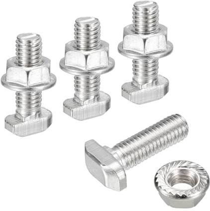 QUARKZMAN Vis en T avec Boulon M8X25mm et Écrous à Bride Hexagonale M8, 20 Ensembles de Boulons en T à Tête de Marteau et Tige en T pour Profilé en Aluminium de Série 30