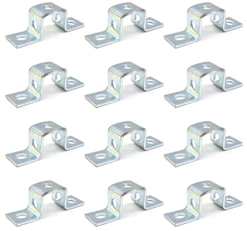 (12 Pcs) 5 Hole Steel Electrogalvanized U Shaped Strut Connector Bracket, 1-3/4 x 1-1/2, Thickness 4.8mm, Fit for 1/2 Bolt in 1-5/8 Strut Channel