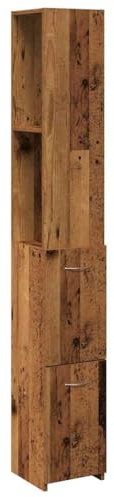 vidaXL Mobile da Bagno Legno Antico 25x25x170 cm in Truciolato, armadietto da Bagno, portaoggetti da Bagno, Mobile da Toilette, Arredamento da Bagno