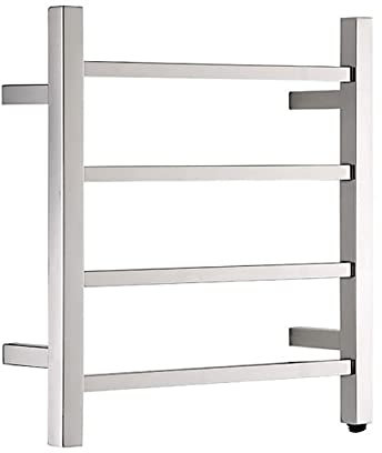 Scaldasalviette Elettrico Piccolo Portasciugamani riscaldato a Parete con 4 Barre Quadrate Portasciugamani Elettrico Portasciugamani Riscaldato in Acciaio Inossidabile Asciugasciugamani Plug-in