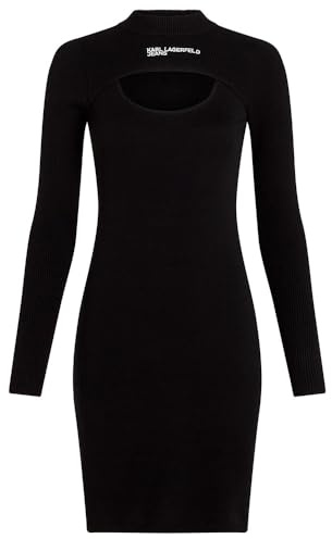 Karl Lagerfeld Jeans Donna Cut Out Knit Dress Black XS