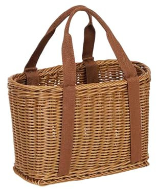 Panier à provisions en osier tissé à la main avec poignées confortables, panier de rangement léger et réutilisable pour courses, marché agricole, nourriture, pique-nique, cueillette de fleurs et