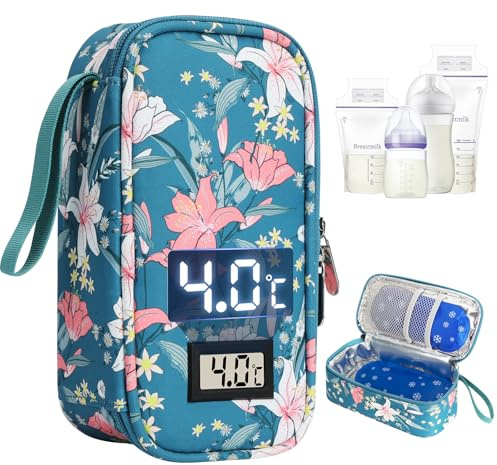 Youshares Contenitore termico per latte materno - Borsa da viaggio con 2 buste di ghiaccio, 21 x 11.5 x 7 cm