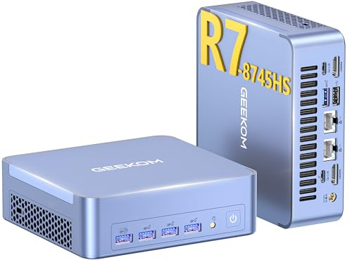 GEEKOM Mini PC AX8 Max Windows 11 Pro Vorinstalliert mit AMD Ryzen 7 8745HS,1TB SSD+16GB DDR5, AMD Radeon 780M | 2,5Gbps Dualer LAN Port | 8K Quad-Display | 2xUSB4 für Gaming/Kreativität/Office/Home