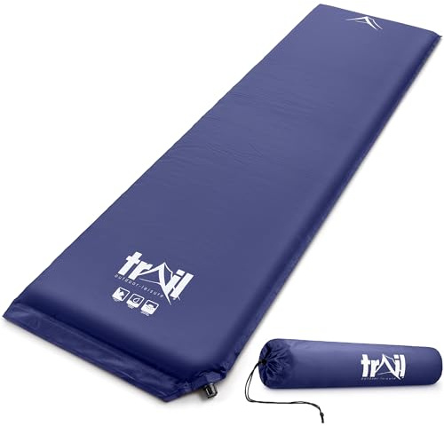 Trail Self Inflating Camping Mat 5cm Thick Single Inflatable Mattress And Bag Blue