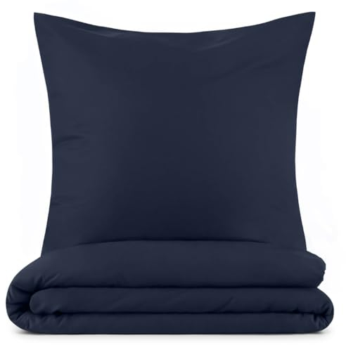 Blumtal Bettwäsche 140x200cm + 80x80cm Kopfkissenbezug - Oeko-TEX zert. Mikrofaser Bettwäsche Set - Mikrofaser Bettbezug bis 95 °C - Deckenbezug + Kissenbezug 2-teilig - Duvet Cover Dark Ocean Blau