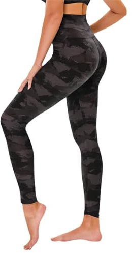 TNNZEET High Waist Leggings Damen Elastische Leggins Weiche Sporthose für Sport Gym,Schwarz Bedruckt,2XL