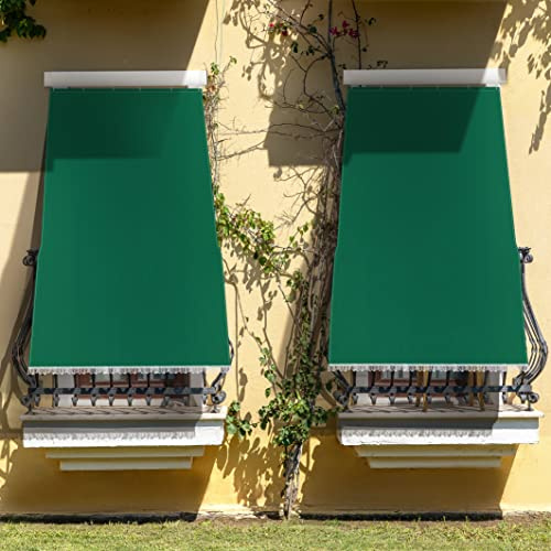eurostile Toldo de color liso para balcón, porche o terraza con anillas y ganchos, tejido resistente de exterior, medidas 145 x 250 cm, color verde