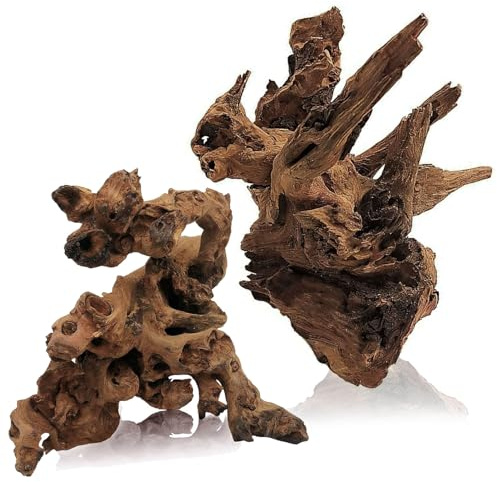 Tfwadmx Aquarium Natural Driftwood Decor Wood Branches, 2 Pieces 8.5-12 Fish Tank Driftwood Decoration, Terrarium Mopani Wood for Aquarium Freshwater Reptile Tank