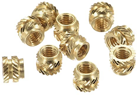 sourcing map knurled Insert Nuts, 60Pcs M3 x 4mm L x 5mm OD 3D Printing Brass Nuts Female Threaded Inserts Brass Heat Set Insert Embedment Nut