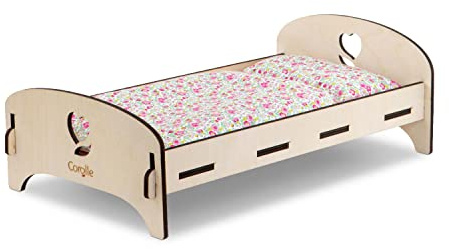 Corolle 9000141370 - Letto in legno Mon Grand Poupon con cuscino e coperta per tutte le bambole da 30 a 36 cm, smontabile rapidamente per la conservazione, a partire dai 3 anni