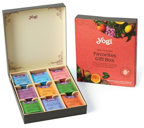 Yogi Organic Tea Sampler Gift Box (45 Tea Bags) Assorted Delicious Wellness Blends - 9 Favorite Herbal, Green & Black Varieties