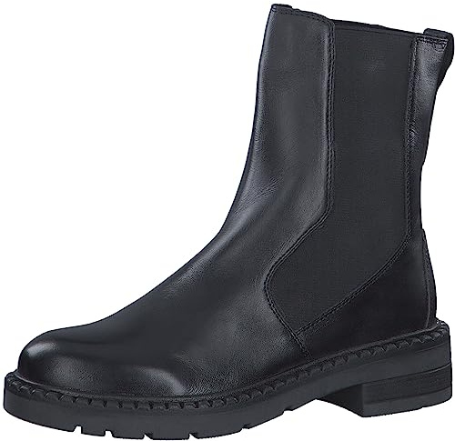 MARCO TOZZI Stivaletti Chelsea Donna in Pelle con Tacco, Black, 39 EU