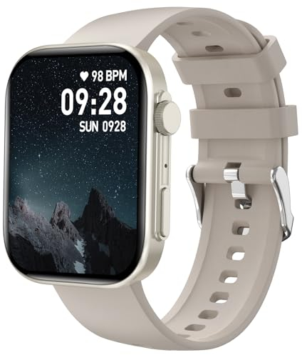 Bebinca Smartwatch-Herren-Damen, 2,01 Touchscreen mit 24-Stunden-Herzfrequenzüberwachung, Schlafmonitor, Schrittzähler, 123 Sportmodus, IP68 Wasserdicht Fitnessuhr für iOS Android(Champagnergold)