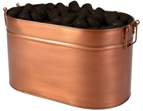 Copper Kindling Bucket Wood Basket - Vintage Style Recycled Metal Multi Use Coal Scuttle Kindling Basket Log Store Fire Bucket - Traditional Fireplace Accessories (Large)
