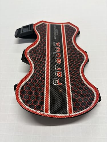 ASD Archery Arm Guard. Single, 3 strap. RED. 18cm x 8cm