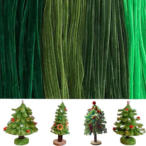 XWUNZ 400 Stücke Pfeifenreiniger Grün, 4 Verschiedene Grün zum Basteln Pfeifenputzer Biegeplüsch Basteldraht 30cm Pfeifenreiniger Chenilledraht Pfeiffendraht für Kreative DIY Handwerksprojekte