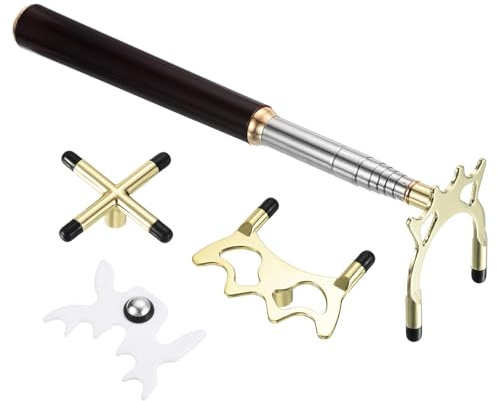 PATIKIL Pont de Queue de Billard Rétractable, Accessoire de Queue de Billard en Bois avec Tête de Pont en Métal Amovible Basse/Haute/Croisée pour Compétition de Billard, Or/Blanc