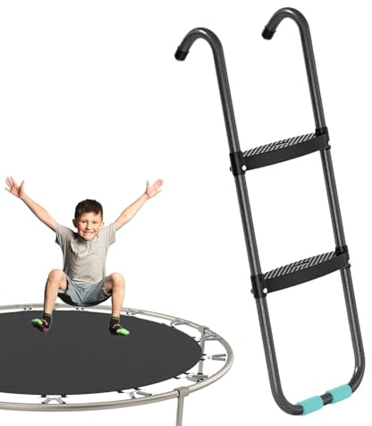 Scaletta per Trampolino, per Trampolino, per Esterni, Giardino, Patio, Trampolino, Larghezza 2/3 gradini, in Acciaio Resistente, con gradini Antiscivolo, Accessorio per Trampolino in Acciaio