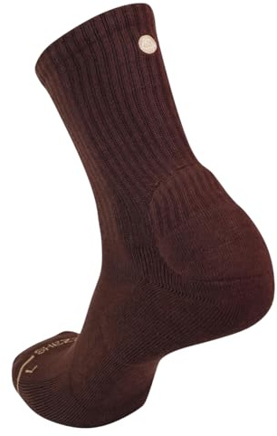 Anti-Blister Cushioned Heel Padded Sock - For Breaking in Boots, Dress Shoes, Sneakers - Breathable, Moisture Wicking Brown Medium Crew Length- As Seen on TikTok