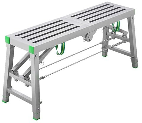 Échafaudage à hauteur réglable, Plateforme de travail pliante, Escabeau portatif en acier pour le nettoyage des murs de peinture élevés, des cloisons sèches et de la décoration des camping-cars