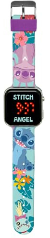 Kids Licensing - Montre numérique LED pour Filles avec des Personnages a des Fonctions d'heure, de Date et de Sangle réglable, Stitch Tropical, Stitch Tropical, Stitch Tropical, Stitch Tropical