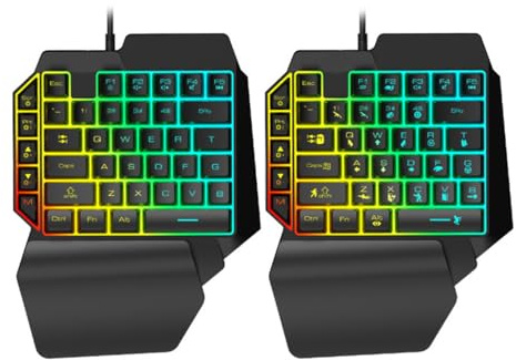 Veemoon Clavier Mécanique Rvb Rétroéclairé pour Jeu Et Ordinateur Portable Noir Compact