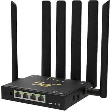 VBESTLIFE 5G-Router med WiFi 6 & SIM-kortplats, 6 Högförstärkningsantenner Gigabit Dual Band Trådlös Router, 600 Mbps Bandbredd för Hemmakontor och 4K-streaming