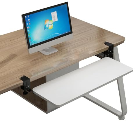 Comodino pieghevole regolabile per casa e ufficio, estensione ergonomica da scrivania con vassoio scorrevole per tastiera e cassetto per mouse, tavolo multifunzione salvaspazio