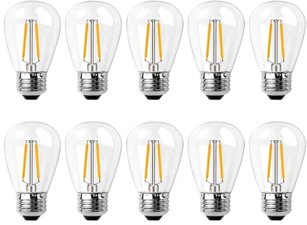 JrEam Lampadina LED di Ricambio S14 da 2 W equivalente a lampadine Trasparenti da Esterno E27 da 20 W, Luce Bianca Calda 2700 K(10PCS_E27 220V_2W)