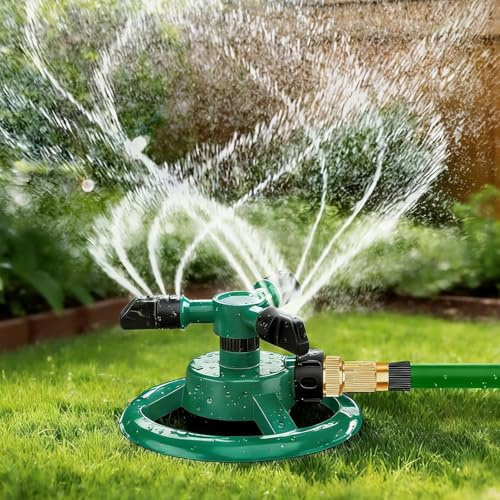 Fmalra Arrosage Automatique pour Jardin,Arroseur Jardin,Arroseur de Pelouse Automatique Rotatif 360° à 3 Bras Arrosage oscillant Irrigation pour Pelouse Jardin Champ