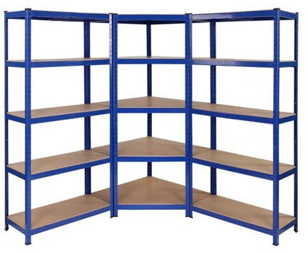 Heavy Duty Garage Corner shelving kit, 1 Corner unit 1500mm x 750mm x 300mm & 2 Shelving units 1500mm H x 750mm W x 300mm D Massive Storage Capacity of 2250KG + FREE NEXT DAY DELIVERY