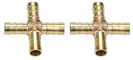 5pcs Laiton 4 Voies Tuyau Raccord en Croix Joint de Raccord en Cuivre Adaptateur à Barbelé Air Eau Gaz Carburant 6/8/10/12mm(10mm)