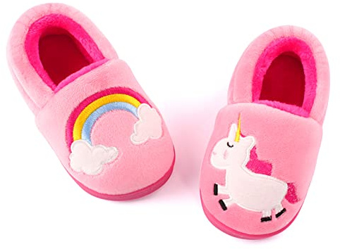 LACOFIA Pantuflas Antideslizante de Invierno para niños Zapatillas de casa de Peluche cálida para niños