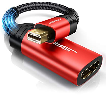 JSAUX Mini DisplayPort auf HDMI Adapter Haltbar Mini DP (für Thunderbolt) Stecker zu Hdmi Buchse Konverter für MacBook Air/Pro,iMac,Mac mini,Microsoft Surface Pro 3/4, Lenovo Thinkpad usw-Rot