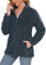 TACVASEN Damen Warme Sweatshirt mit Full Zip Fleecejacke Plüschjacke Übergangsjacke Teddy Jacke Winter, Dunkelgrau, S