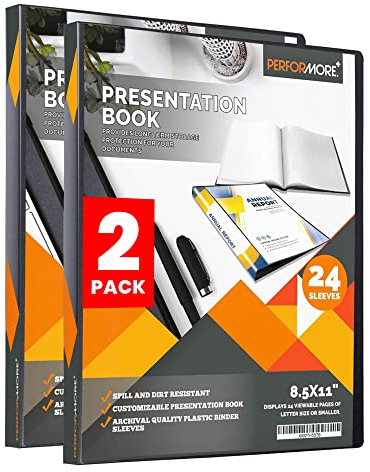 PERFORMORE 24 Pocket Document Organizer Folder, Clear Plastic Sleeves, 2Pk