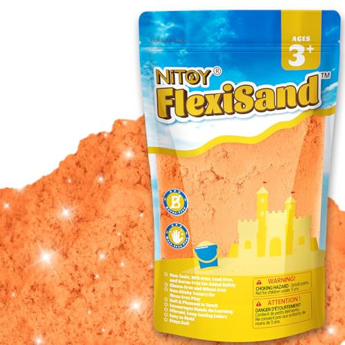 NiToy 1 kg Sand, trocknet nie aus, lustig für Kinder ab 3 Jahren, Nachfüllpackung für sensorisches Sandkasten-Spielzeug, ideal zum Formen, Drücken und Formen (Orange)