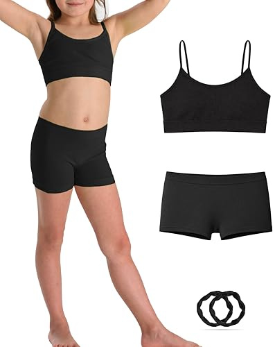 Risalti Set Top Bambina e Pantaloncini in Microfibra - Top e Culotte Bambina Morbidi, Completo Intimo Bimba Senza Cuciture ed Etichette, Bracciali Colorati Omaggio - Made in Italy