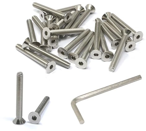 iexcell 25 Pcs 1/4-20 x 2 Stainless Steel 304 Hex Socket Flat Head Cap Screws Bolts Kit