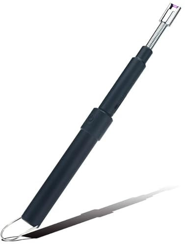 Briquet électrique, Briquet Long Rétractable (29-75cm), Briquets Port D'allumage Peut être Tourné à 360 °, Briquets Adaptés pour Allumer des Bougies, des Barbecues, des Cheminées (Noir)