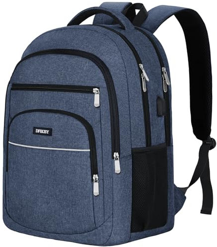 Rucksack Herren Groß, Laptop Rucksack Wasserdicht 17,3 Zoll Schulrucksack Laptoptasche mit USB Ladeanschluss Anti Diebstahl Business Arbeit Reisen Rucksack für Teenager Jungen herren damen (Blau)