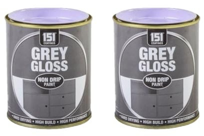 PEBBLE HUG Grey Gloss Non-Drip Paint, Quick-Drying, Long-Lasting, DIY Enthusiasts, Ideal for Wood, Metal, Plastic, Furniture, Doors, Interior and Exterior Use, 300ml (2 Pcs)