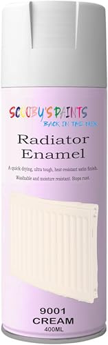 SCOOBYS PAINTS BACK IN THE MIX Radiator Aerosol Spray Paint Heat Resistant To 100ºC - Quick Air Drying No Primer Needed anti rust moisture resistant (Cream)