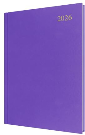 Collins - Essential - 2026 12 Month Calendar Year Planner, Day-To-Page Diary, A4 Hard Cover - Purple (ESSA41.55-26)