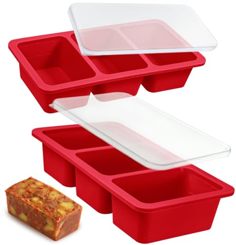 Kamehame Moldes de silicona para porciones de sopa con tapas, paquete de 2 bandejas de 250 ml para congelar, bandeja de cubitos de hielo jumbo extragrande para sopa, caldo, salsa, mantequilla